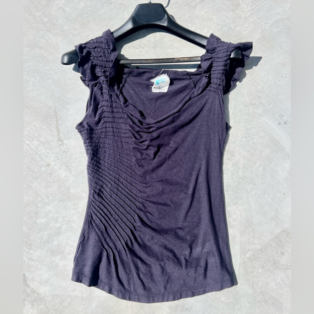 Navy Blue Ruffled Women's Top